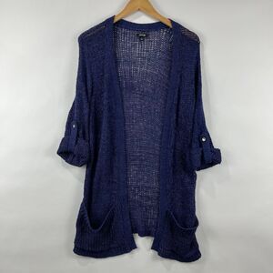 Apt 9 Open Knit Cardigan Lightweight Layering Sweater Roll Tab Sleeve M